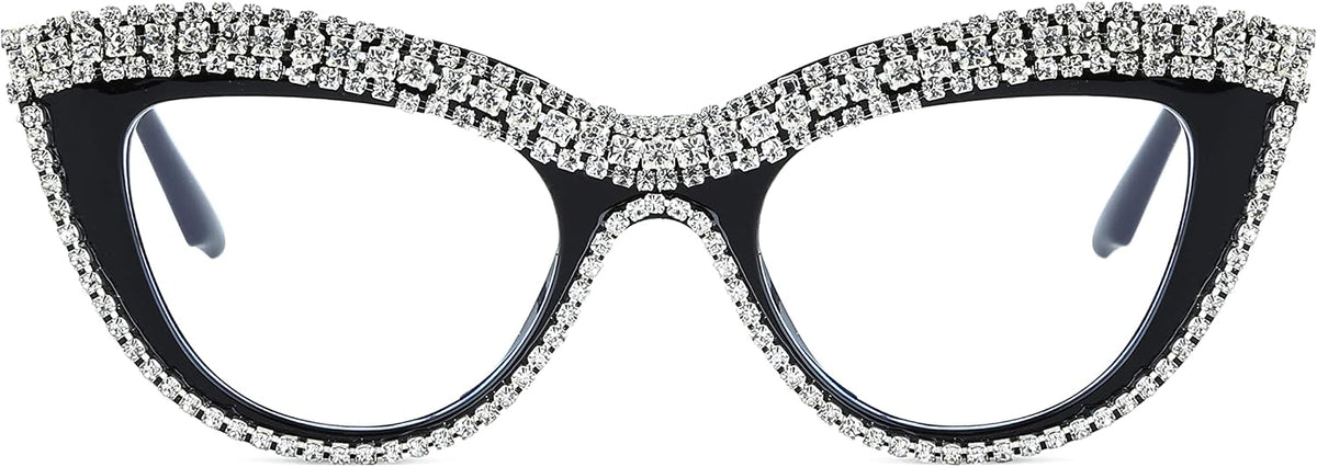 ÉÌƷͼƬ 22 | B0BLH5NHK8 | FEISEDY Diamond Blue Light Blocking Glasses Cat Eye Rhinestone Women Oversized Anti Eyestrain Computer Glasses Frame B2358