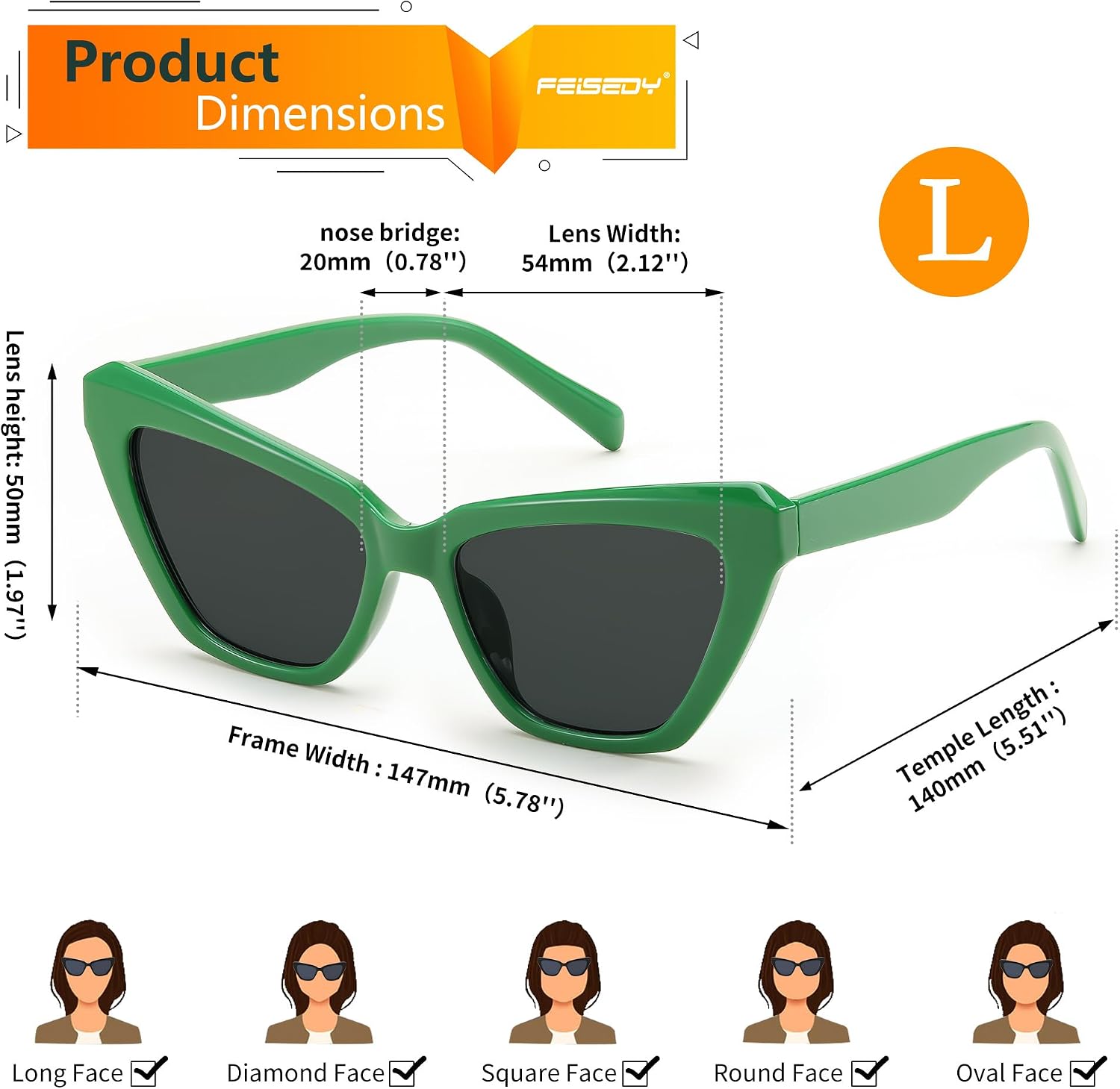 商品图片 6 | B0CYZG81R8 | FEISEDY Retro Cat Eye Sunglasses for Women UV400 Protection Small Vintage Chic Shades B0132