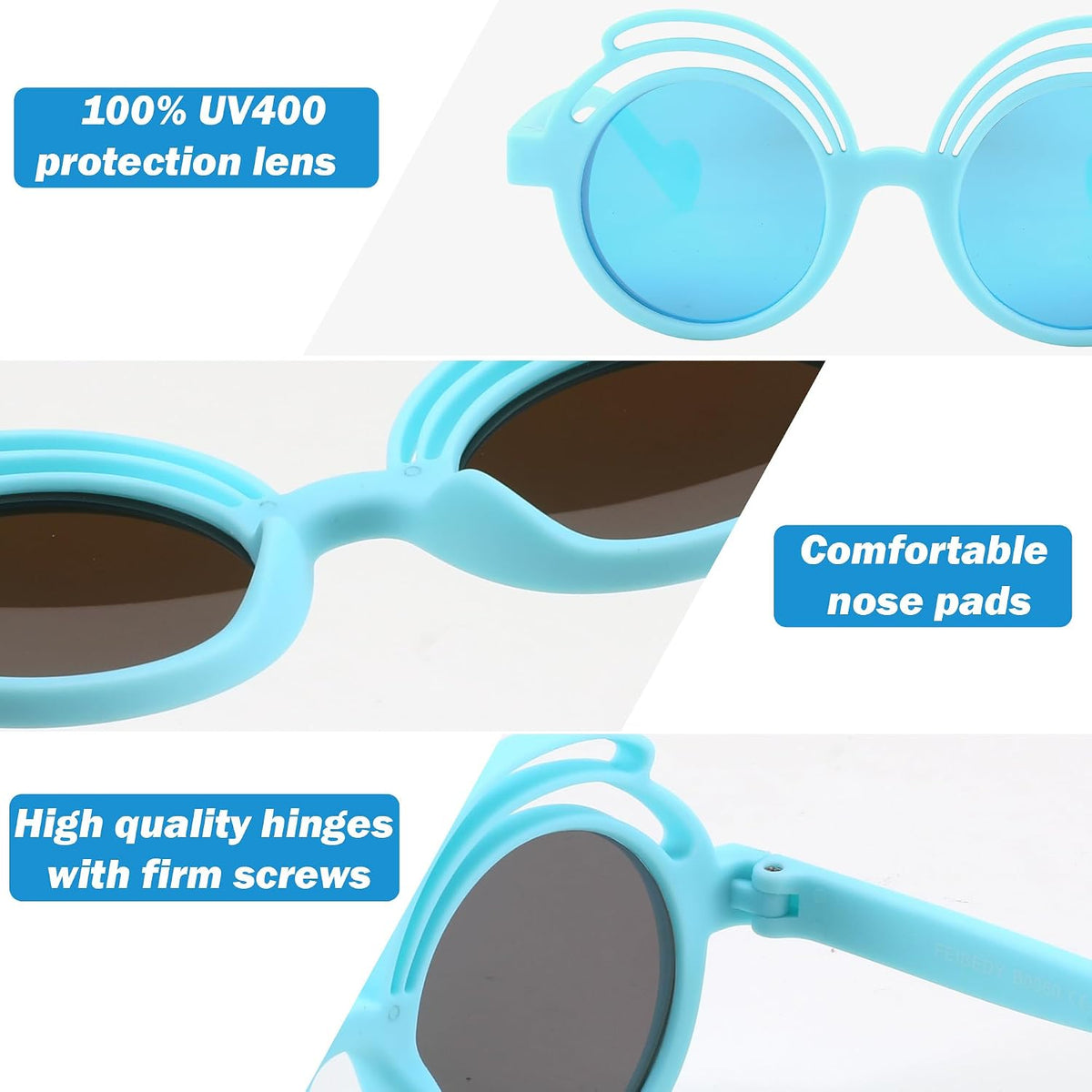 ÉÌƷͼƬ 11 | B0CQBTQZFP | FEISEDY Baby Polarized Round Sunglasses Flexible Rubber Shades with Strap for Infant Toddler Newborn Age 0-24 Months B0060