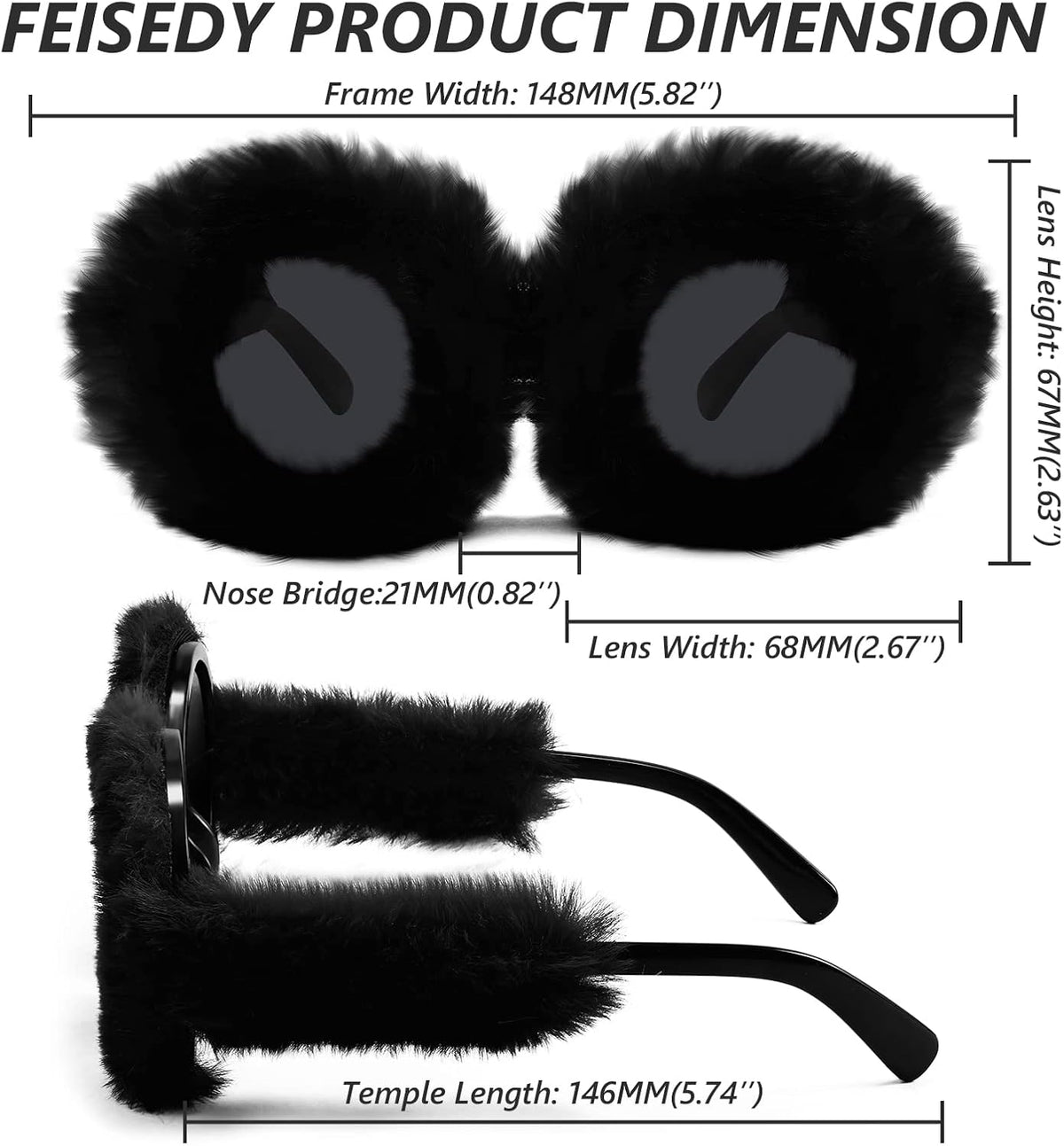 ÉÌƷͼƬ 85 | B09PN9V5N6 | FEISEDY Sunglasses Women Plush Fuzzy Soft Velvet Party Masquerade B2877