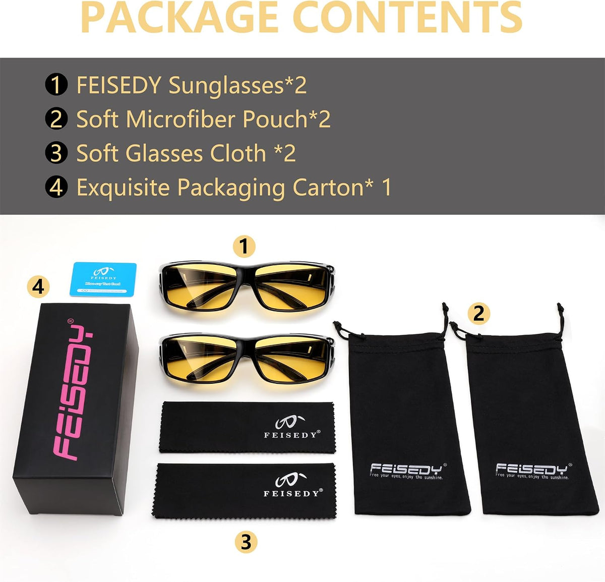 ÉÌƷͼƬ 100 | B089YRDYMP | FEISEDY Polarized Fit Over Glasses Sunglasses Men Women Wrap Around B2593