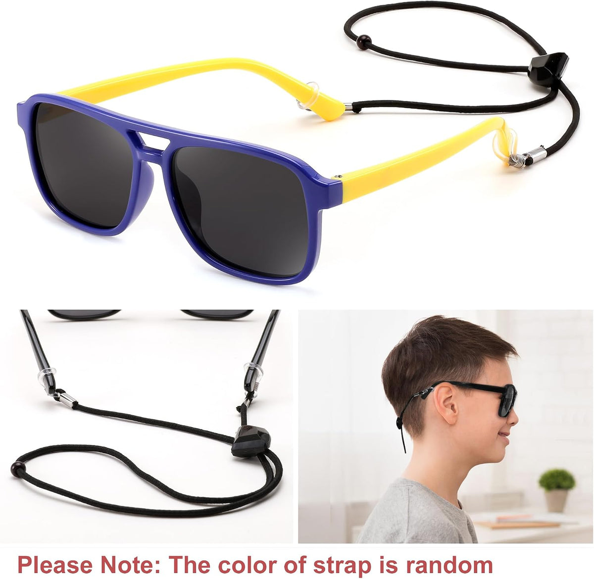 ÉÌƷͼƬ 18 | B0D3L4BMZC | FEISEDY Kids Polarized Sunglasses Flexible TPEE Rubber Toddler Aviator Shades with Strap for Boys Girls Age 3-9