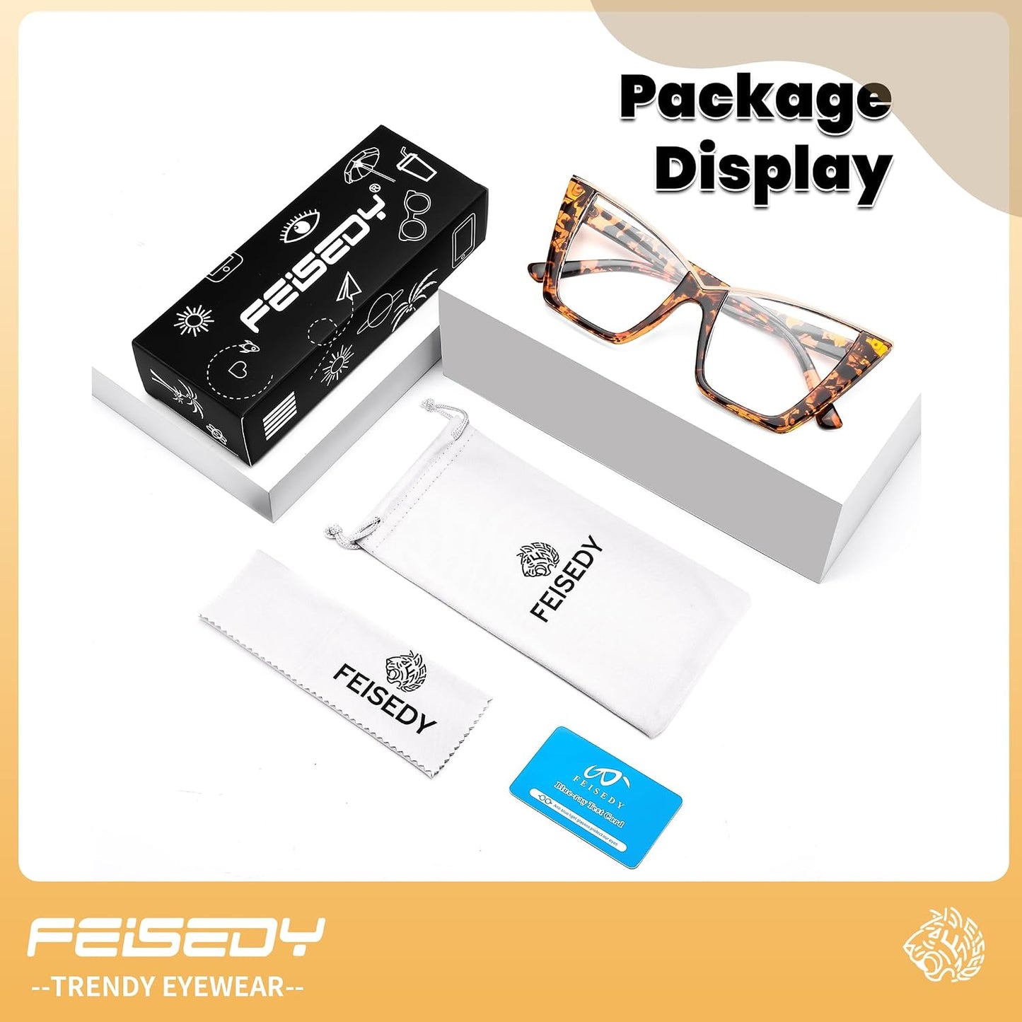 商品图片 30 | B0DGX4KTLX | FEISEDY Fashion Cat Eye Blue Light Blocking Glasses for Women Fake Retro Eyeglasses Oversized Stylish Eyewear Frame B0240