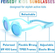 ÉÌƷͼƬ 13 | B0CQBTQZFP | FEISEDY Baby Polarized Round Sunglasses Flexible Rubber Shades with Strap for Infant Toddler Newborn Age 0-24 Months B0060