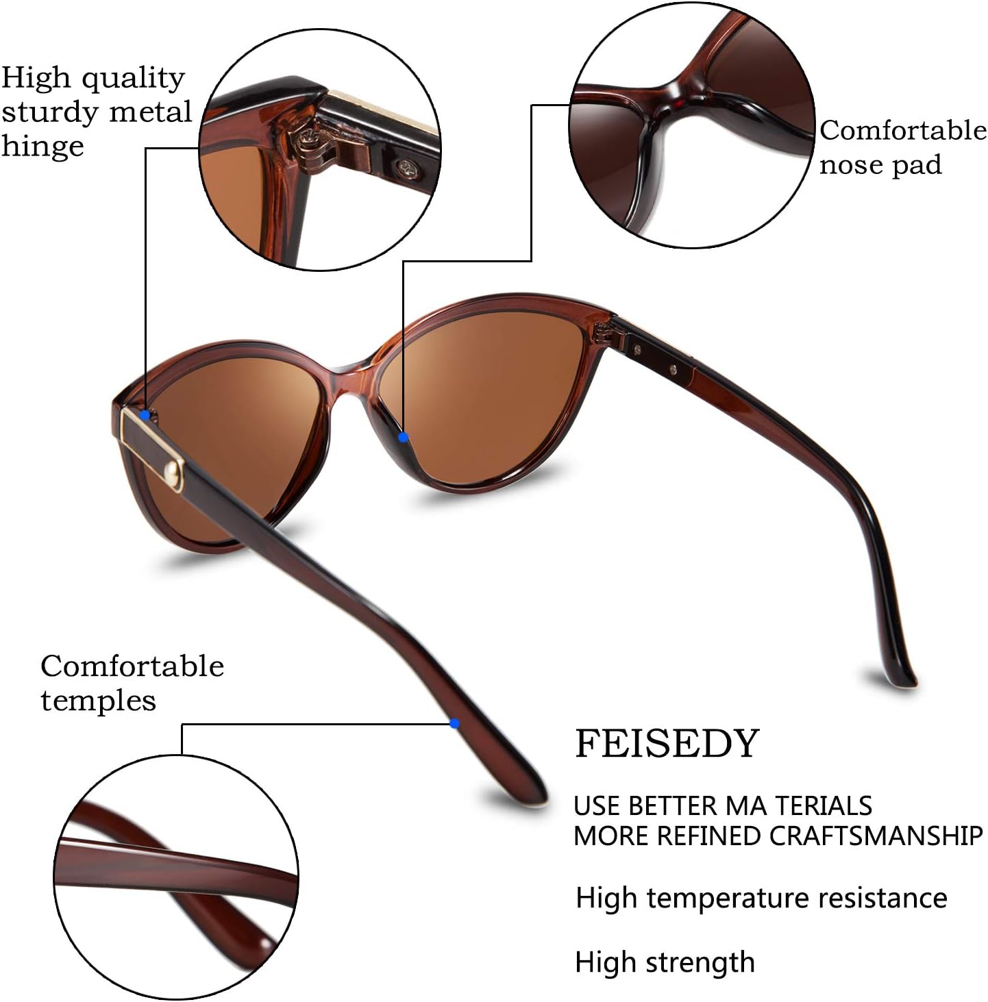 商品图片 24 | B07VB227XS | FEISEDY Classic Cateye Polarized Sunglasses for Women 100% UV Protection B2512