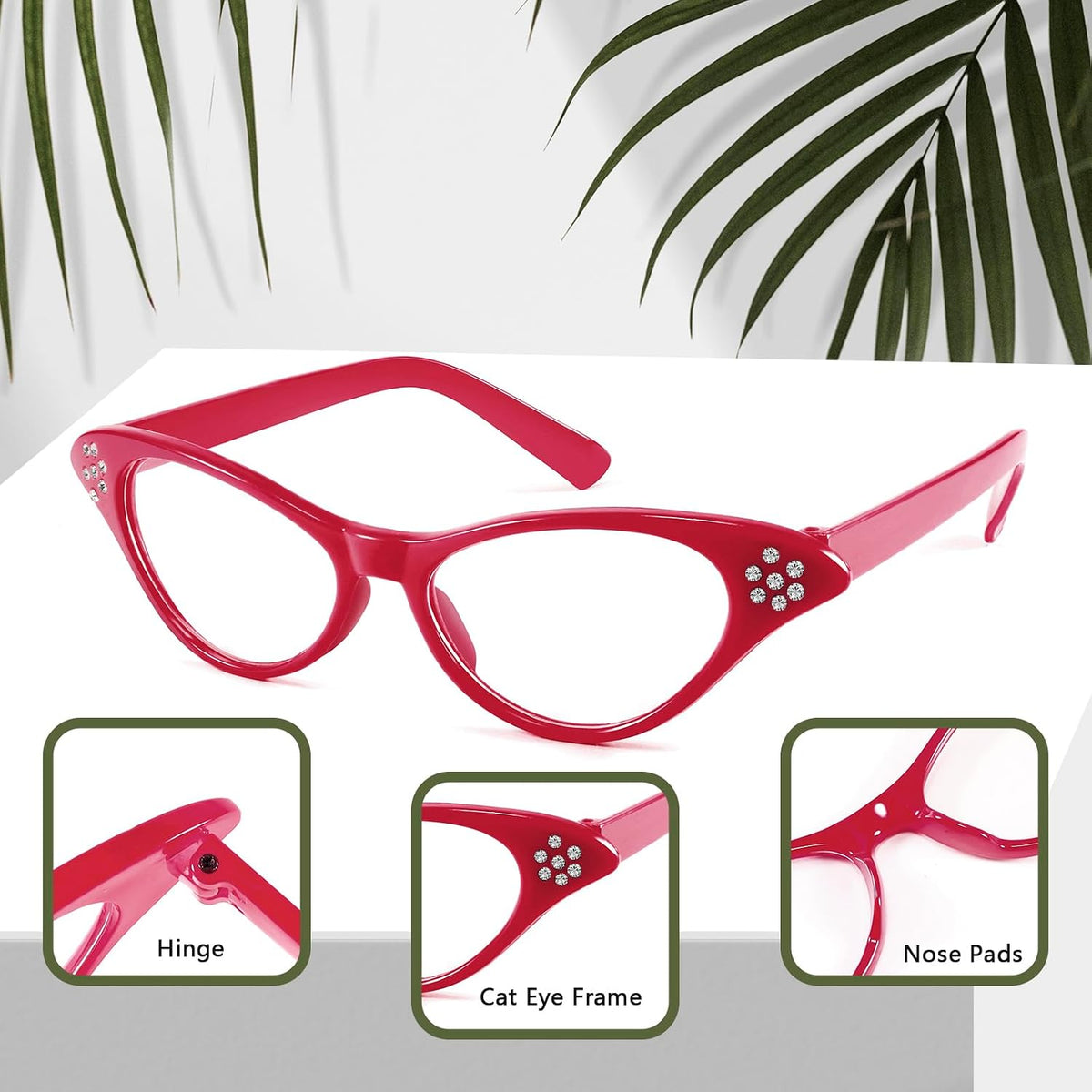 商品图片 39 | B09M8NJ7DM | FEISEDY Rhinestone Cat Eye Sunglasses for Women 50s 60s Party Style B2848