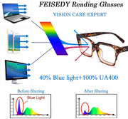 ÉÌƷͼƬ 19 | B07TCM52QY | FEISEDY Retro Square Blue Light Blocking Reading Glasses B2479