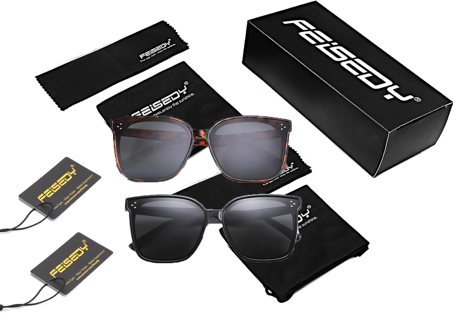 商品图片 13 | B0871BKMTN | FEISEDY Oversized Polarized Sunglasses - UV400 Protection, Square Fashion Sun Glasses for Outdoor & Daily B2600