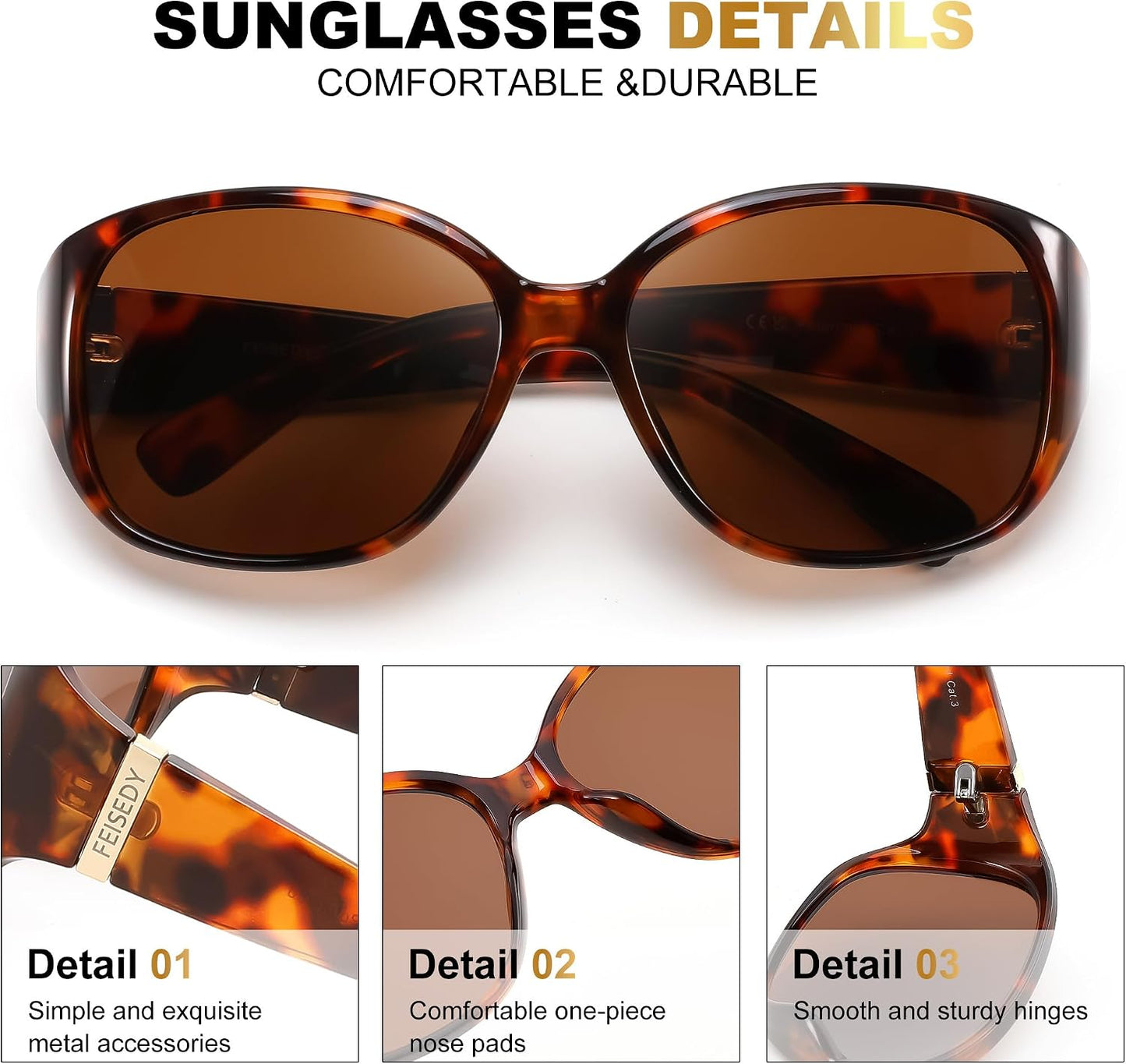 商品图片 18 | B0H4R52F3D | FEISEDY Women's Polarized Sunglasses Wrap Around Vintage Fashion Sunnies UV400 Protection B0394