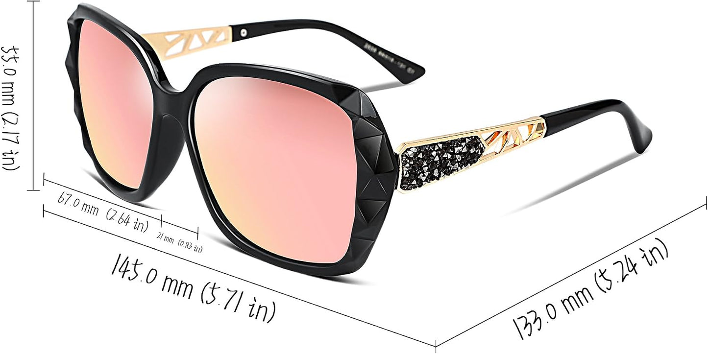 商品图片 14 | B079GT4RXH | FEISEDY Polarized Women Square Sunglasses Sparkling Composite Shiny Frame B2289