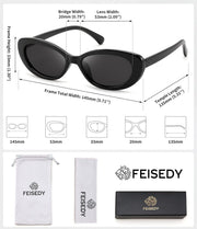 ÉÌƷͼƬ 6 | B0H2YQ7P2Y | FEISEDY Women Vintage Oval Cat Eye Sunglasses, Retro Narrow Shades B0459