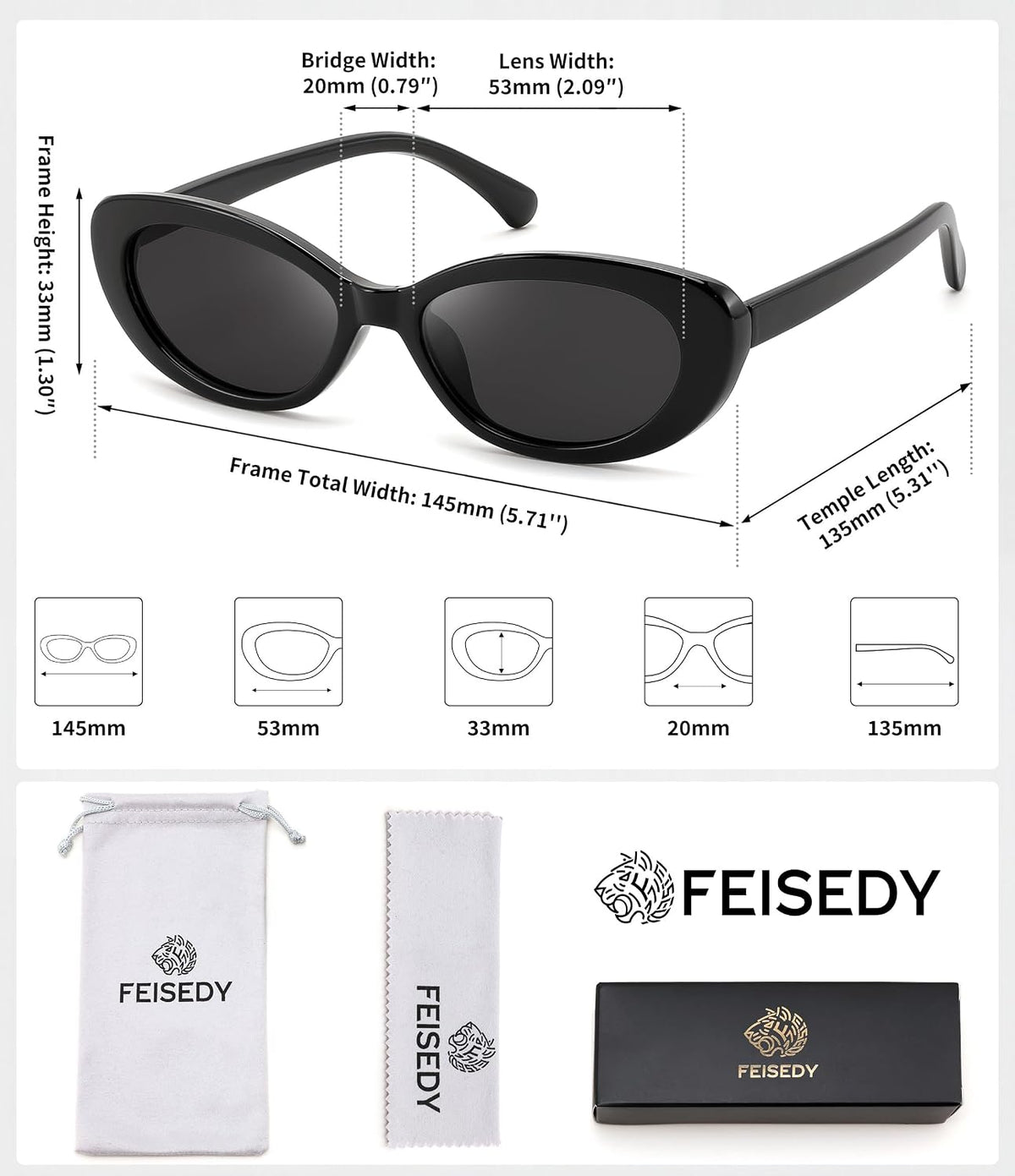 ÉÌƷͼƬ 6 | B0H2YQ7P2Y | FEISEDY Women Vintage Oval Cat Eye Sunglasses, Retro Narrow Shades B0459