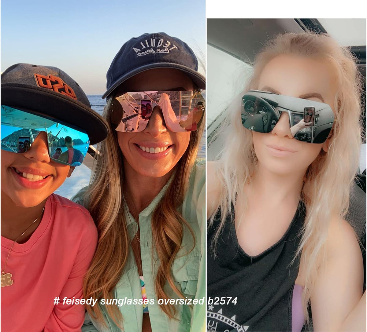 ÉÌƷͼƬ 37 | B0854JYPB2 | FEISEDY Classic Siamese One Piece Sunglasses Nice Rimless Stylish Retro Design for Women Men B2574