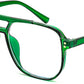 Transparent Green / 3.0 x | B0FWXG1RGN | FEISEDY Fashion Aviator Blue Light Reading Glasses for Woman Men B0318 | Square Pilot Computer Glasses, Anti Eyestrain Glare Readers