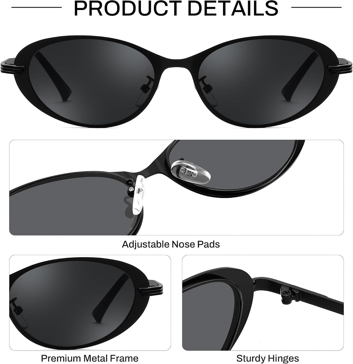 ÉÌƷͼƬ 18 | B0GVDPV1W4 | FEISEDY Metal Oval Sunglasses UV400 Protection for Women and Men B0429