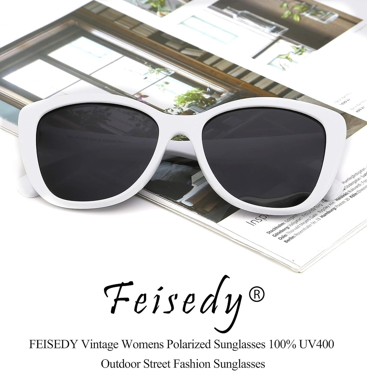 ÉÌƷͼƬ 27 | B07M9V125F | FEISEDY Polarized Vintage Sunglasses American Womens Square Jackie O Cat Eye Sunglasses B2451