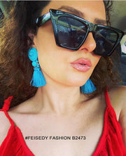 ÉÌƷͼƬ 139 | B0C5378735 | FEISEDY Vintage Square Cat Eye Sunglasses Women Trendy Cateye Sunglasses B2473