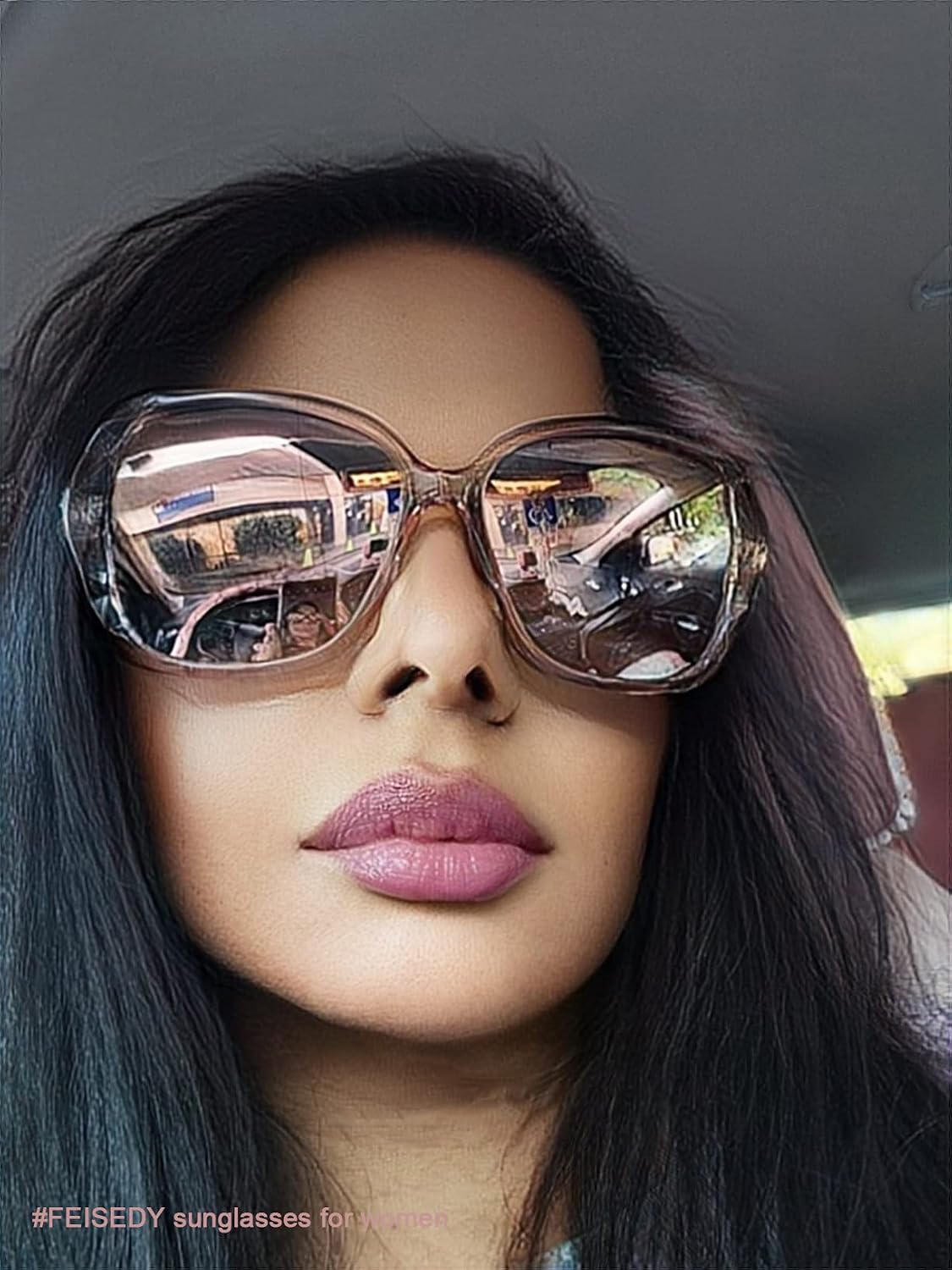商品图片 87 | B079GT4RXH | FEISEDY Polarized Women Square Sunglasses Sparkling Composite Shiny Frame B2289