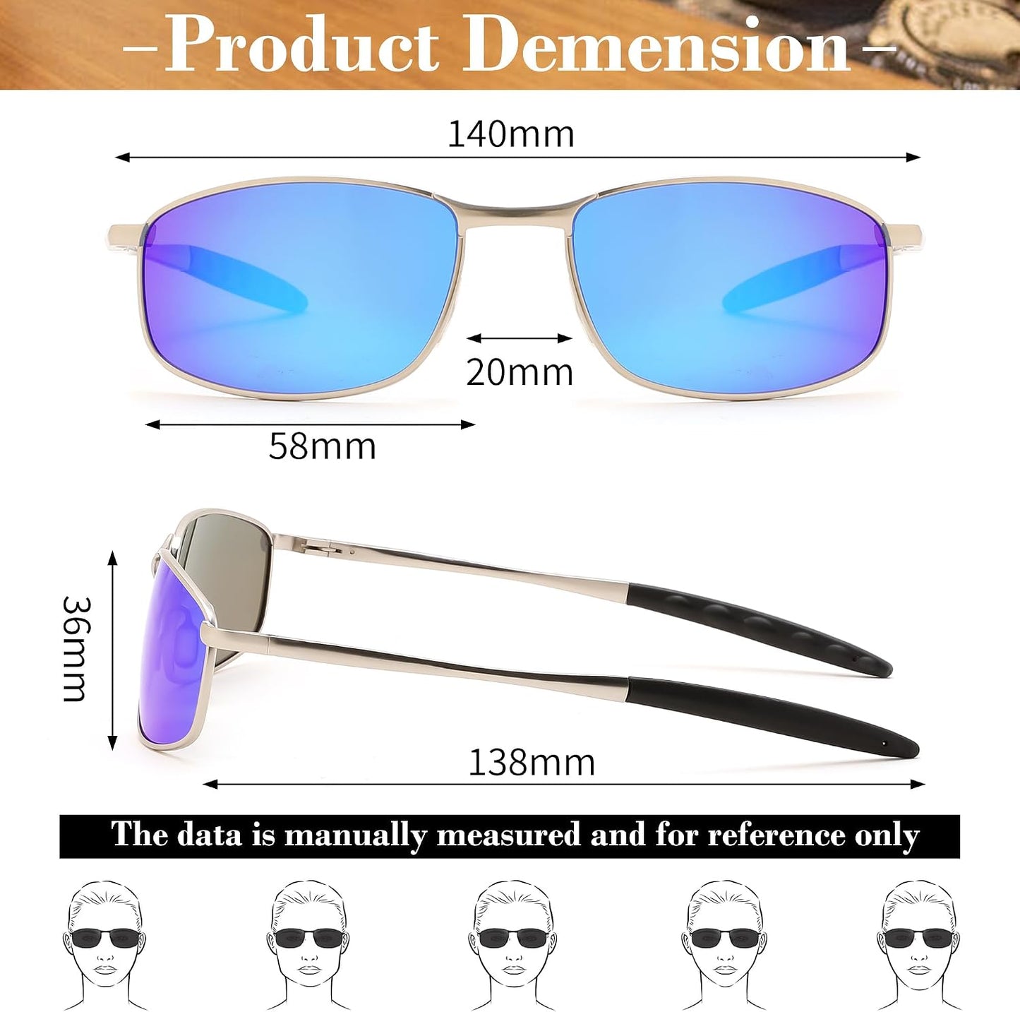 商品图片 34 | B07GSRV2H5 | FEISEDY Rectangle Polarized Square Sunglasses for Men Women B2444