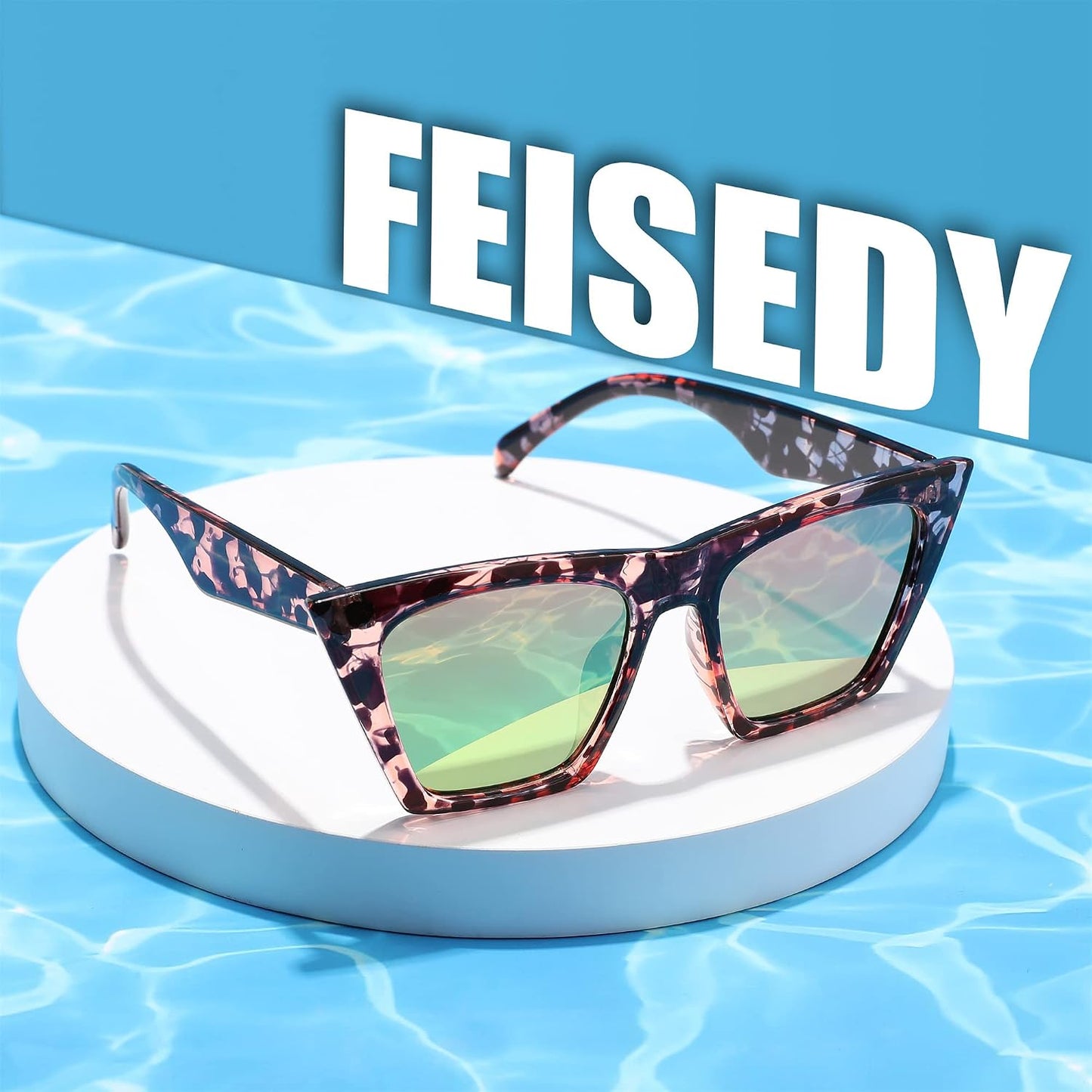 商品图片 153 | B0C5378735 | FEISEDY Vintage Square Cat Eye Sunglasses Women Trendy Cateye Sunglasses B2473