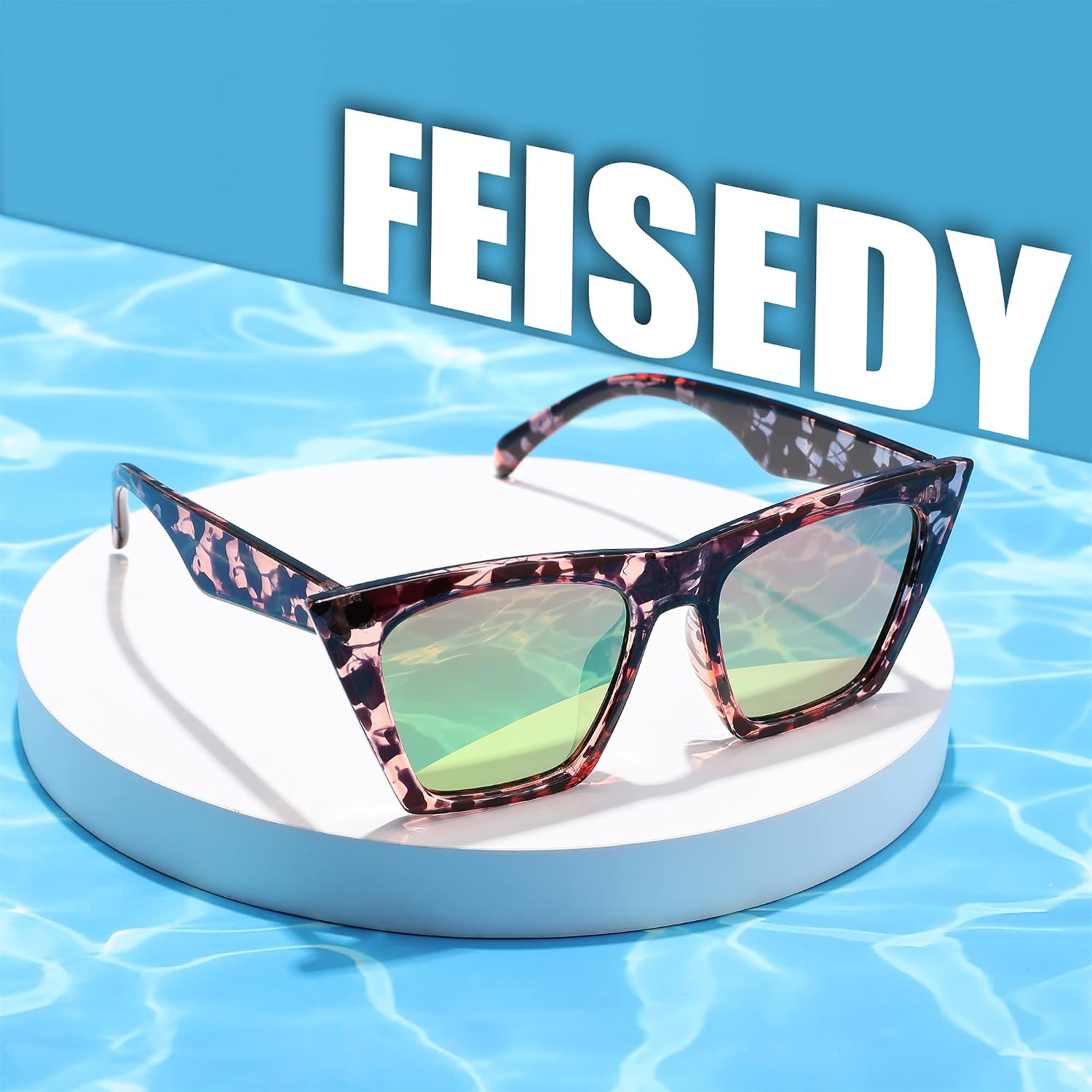 商品图片 153 | B0C5378735 | FEISEDY Vintage Square Cat Eye Sunglasses Women Trendy Cateye Sunglasses B2473