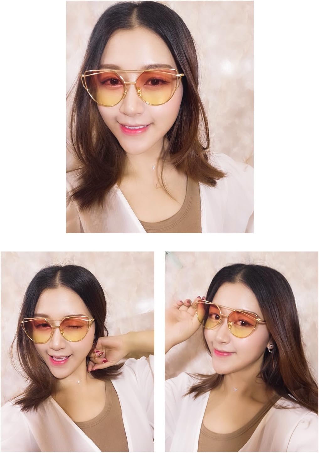 商品图片 11 | B01MEHLOJ8 | FEISEDY Cat Eye Fashion Metal Frame Mirrored Flat Lenses Women Sunglasses B2206