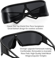 ÉÌƷͼƬ 25 | B0D3PKKSD9 | FEISEDY Trendy Futuristic Wrap Sunglasses Flat Top Mirrored One Piece Lens Reflective Sun Glasses for Women Men B0161