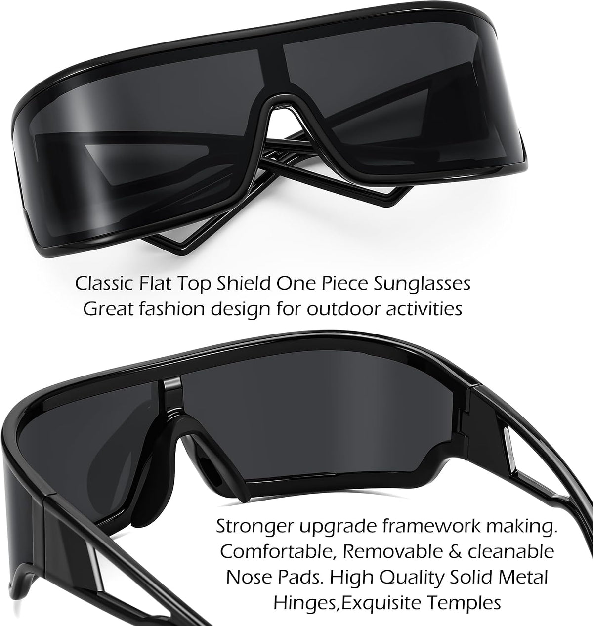 ÉÌƷͼƬ 25 | B0D3PKKSD9 | FEISEDY Trendy Futuristic Wrap Sunglasses Flat Top Mirrored One Piece Lens Reflective Sun Glasses for Women Men B0161