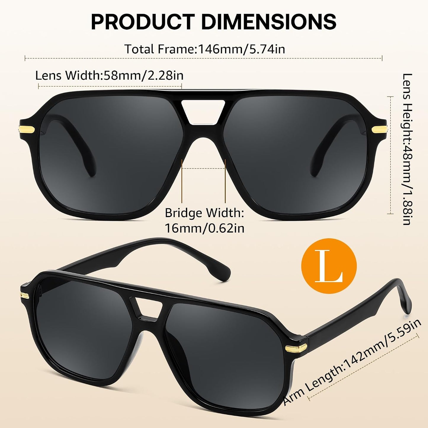 商品图片 18 | B0GTPJLQQN | FEISEDY Women Men Aviator Sunglasses UV400 Protection, Retro Trendy Square Frame for Driving Fishing Outdoor Daily B0425