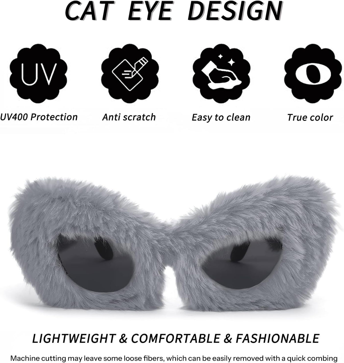 ÉÌƷͼƬ 128 | B09PN9V5N6 | FEISEDY Sunglasses Women Plush Fuzzy Soft Velvet Party Masquerade B2877