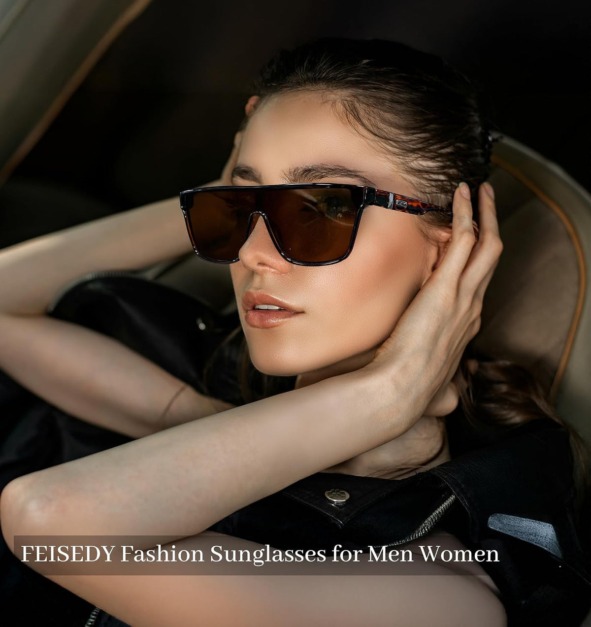 ÉÌƷͼƬ 24 | B0B2836HD6 | FEISEDY Sunglasses for Women Men, Fashion Mirrored Single Lens Shades