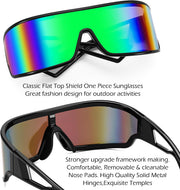 ÉÌƷͼƬ 18 | B0D3PKKSD9 | FEISEDY Trendy Futuristic Wrap Sunglasses Flat Top Mirrored One Piece Lens Reflective Sun Glasses for Women Men B0161