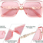 商品图片 46 | B08HVPGJW5 | FEISEDY Sunglasses Womens Trendy, Oversized Square Shades, Pearl Inlay Cat Eye Frame UV400 Protection B2625