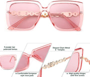 ÉÌƷͼƬ 46 | B08HVPGJW5 | FEISEDY Sunglasses Womens Trendy, Oversized Square Shades, Pearl Inlay Cat Eye Frame UV400 Protection B2625