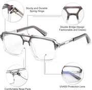 ÉÌƷͼƬ 20 | B0D9NJ18RZ | FEISEDY Retro Aviator Square Blue Light Glasses for Men Women B0209