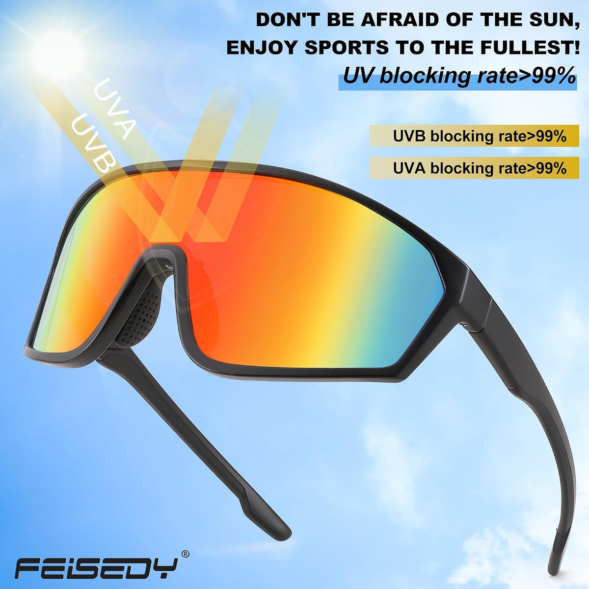 ÉÌƷͼƬ 9 | B0CNSHHV4H | FEISEDY Cycling Sunglasses Men Women, UV400 Protection for Baseball Cycling Sun Glasses Youth 8-12 B0085