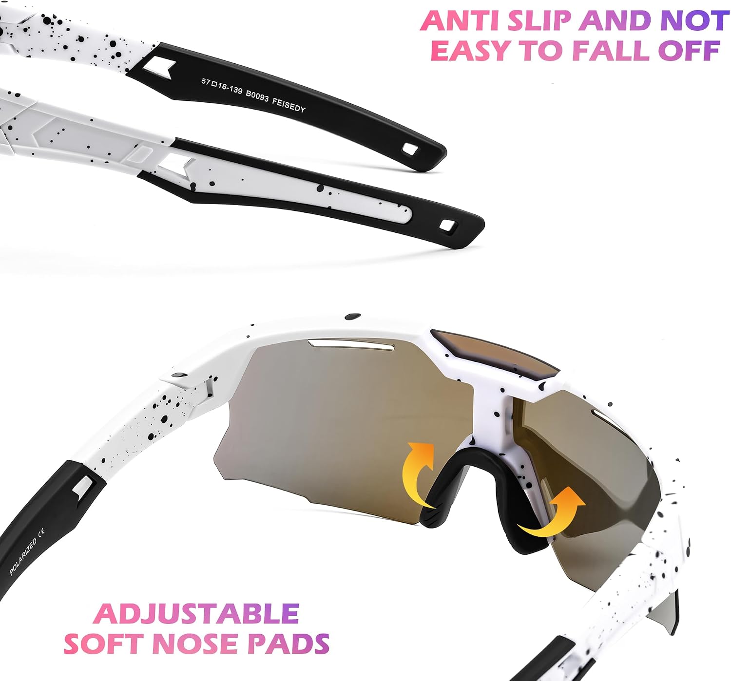 商品图片 12 | B0D78P6WRV | FEISEDY Kids Teens Baseball Polarized Sunglasses Sports Cycling Glasses for Youth Boys Girls Age 8-16 B0157