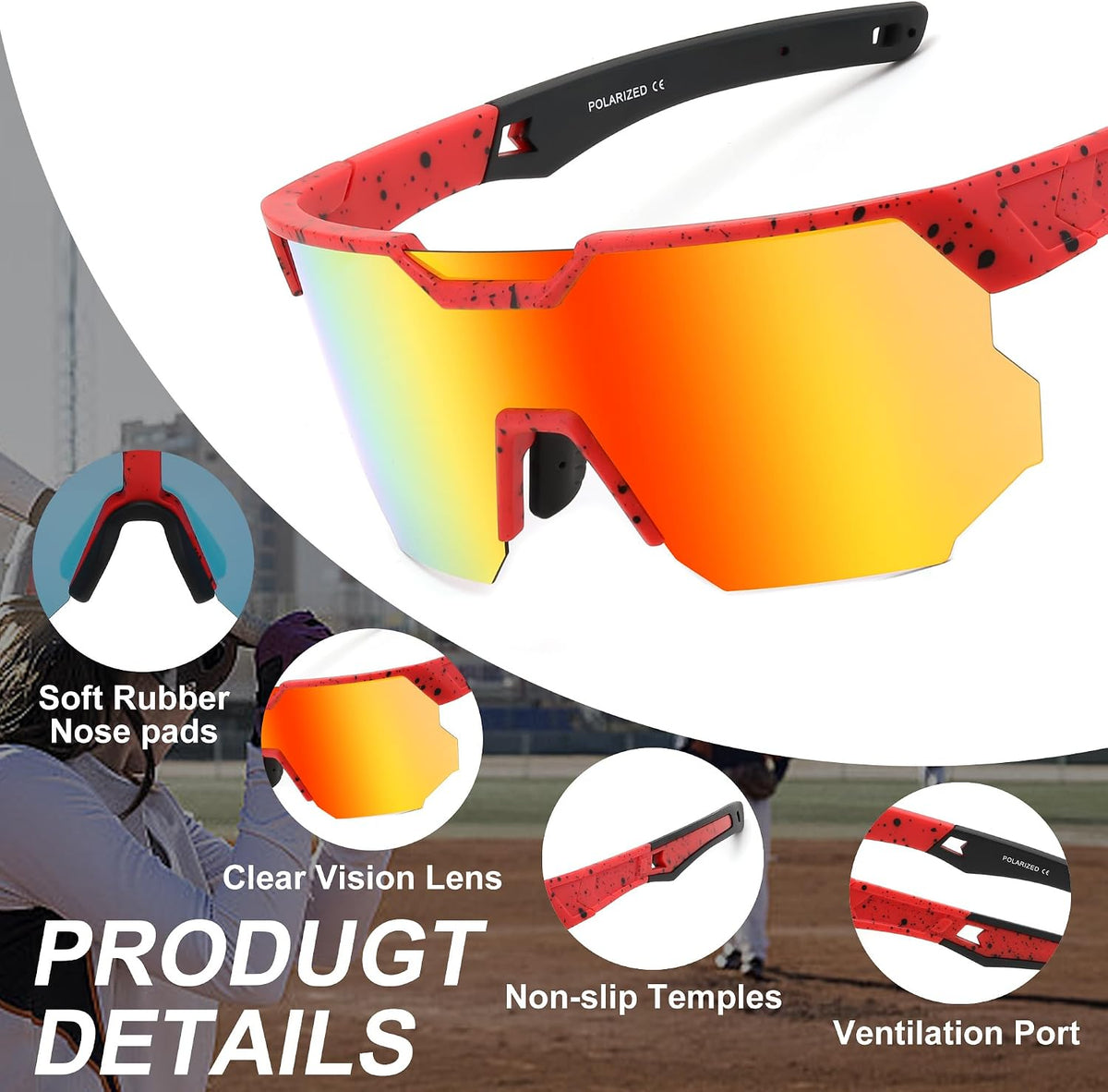 ÉÌƷͼƬ 38 | B0DPX8G9RG | FEISEDY Polarized Sports Sunglasses for Men and Women,UV400 Baseball Sunglasses Youth Cycling Softball Goggles B0206