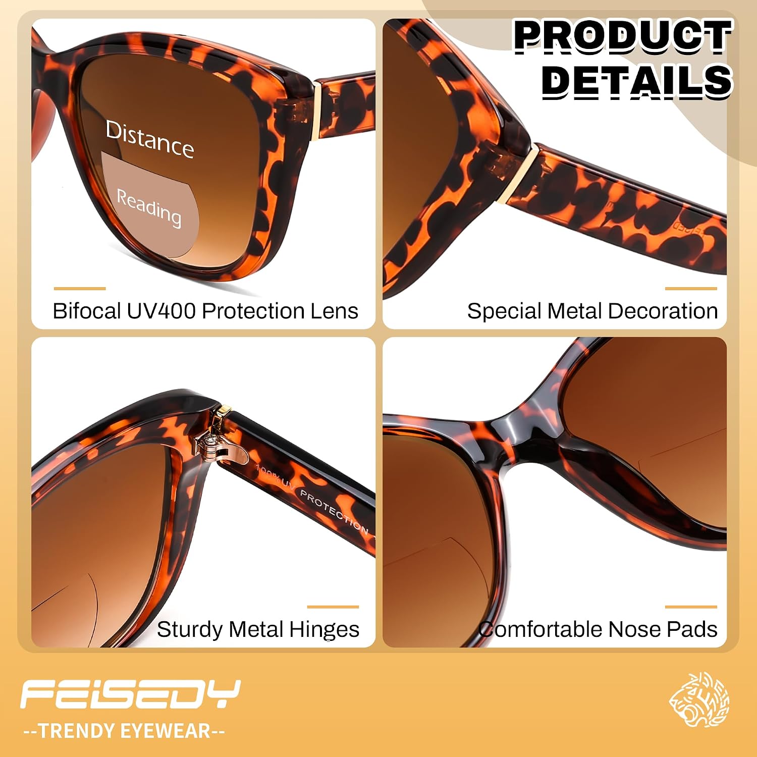 商品图片 21 | B0GSZX5N57 | FEISEDY Cat Eye Bifocal Sunglasses Reader for Women UV400 Protection B0352