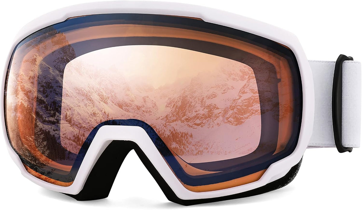 Orange Vlt 46% | B0BGPTWLMN | FEISEDY Ski Goggles, OTG Snow Sport Goggles for Adult Youth, Anti-Fog UV400 Protection Bendable Dual-Lenses B2961