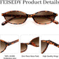 商品图片 10 | B0DMN6519L | FEISEDY Retro Oval Cat Eye Sunglasses for Women 90s Narrow Lightweight Shades Y2k Trendy Sunnies B0257