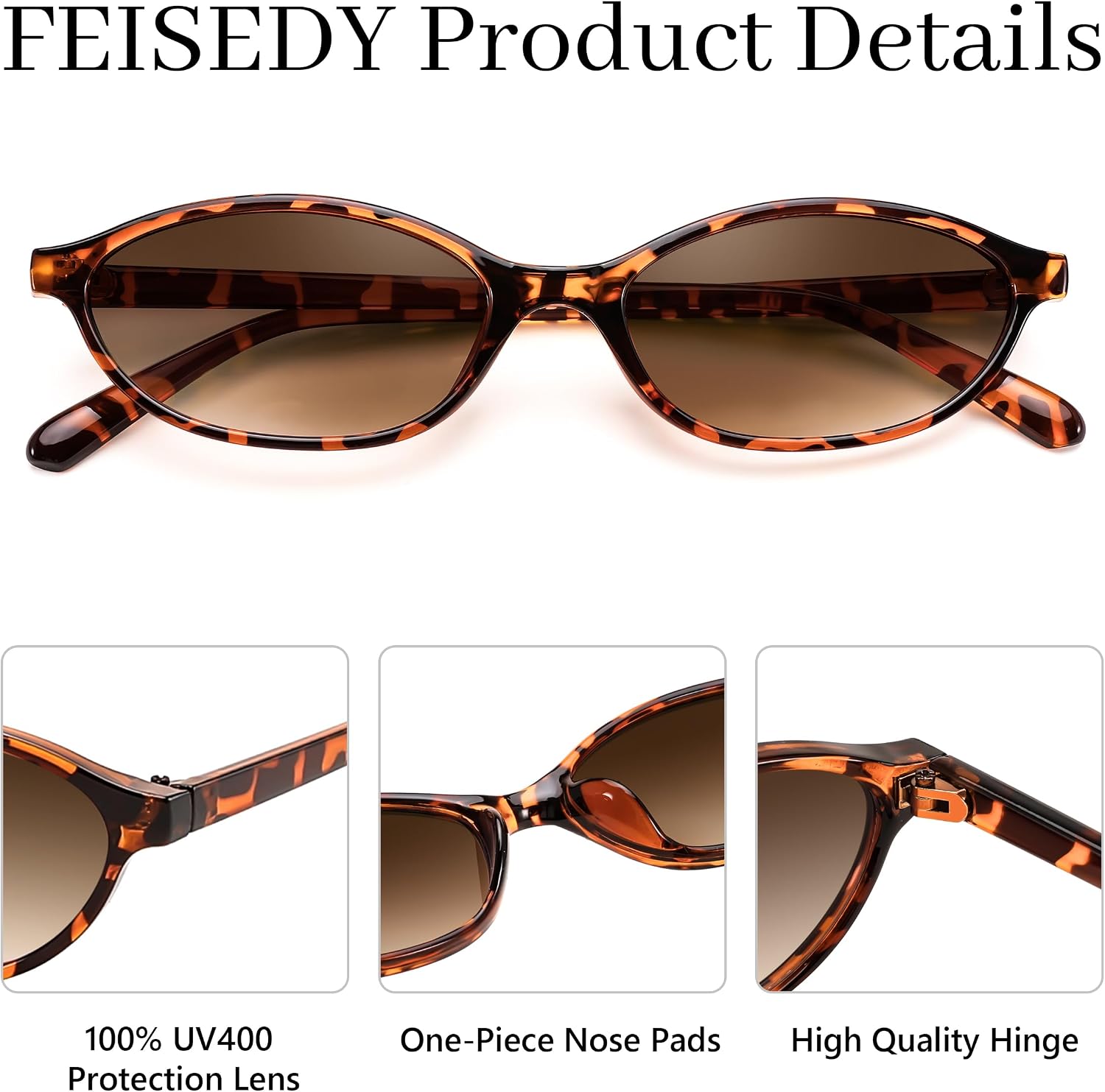 商品图片 10 | B0DMN6519L | FEISEDY Retro Oval Cat Eye Sunglasses for Women 90s Narrow Lightweight Shades Y2k Trendy Sunnies B0257