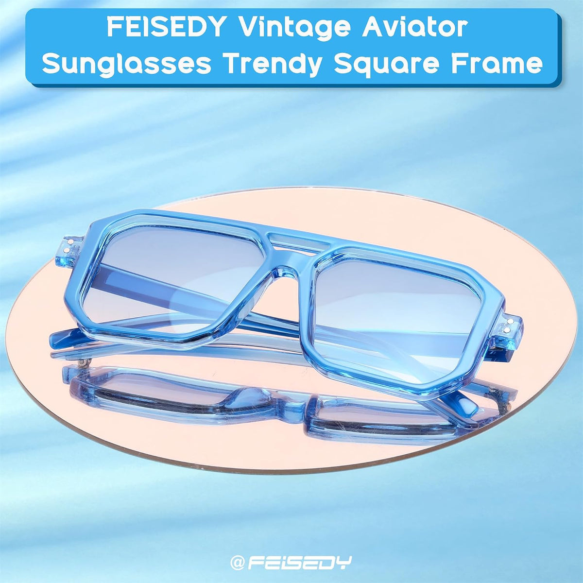 ÉÌƷͼƬ 46 | B0B9BNZRMZ | FEISEDY Retro Aviator Square Sunglasses for Women Men UV400 B2939