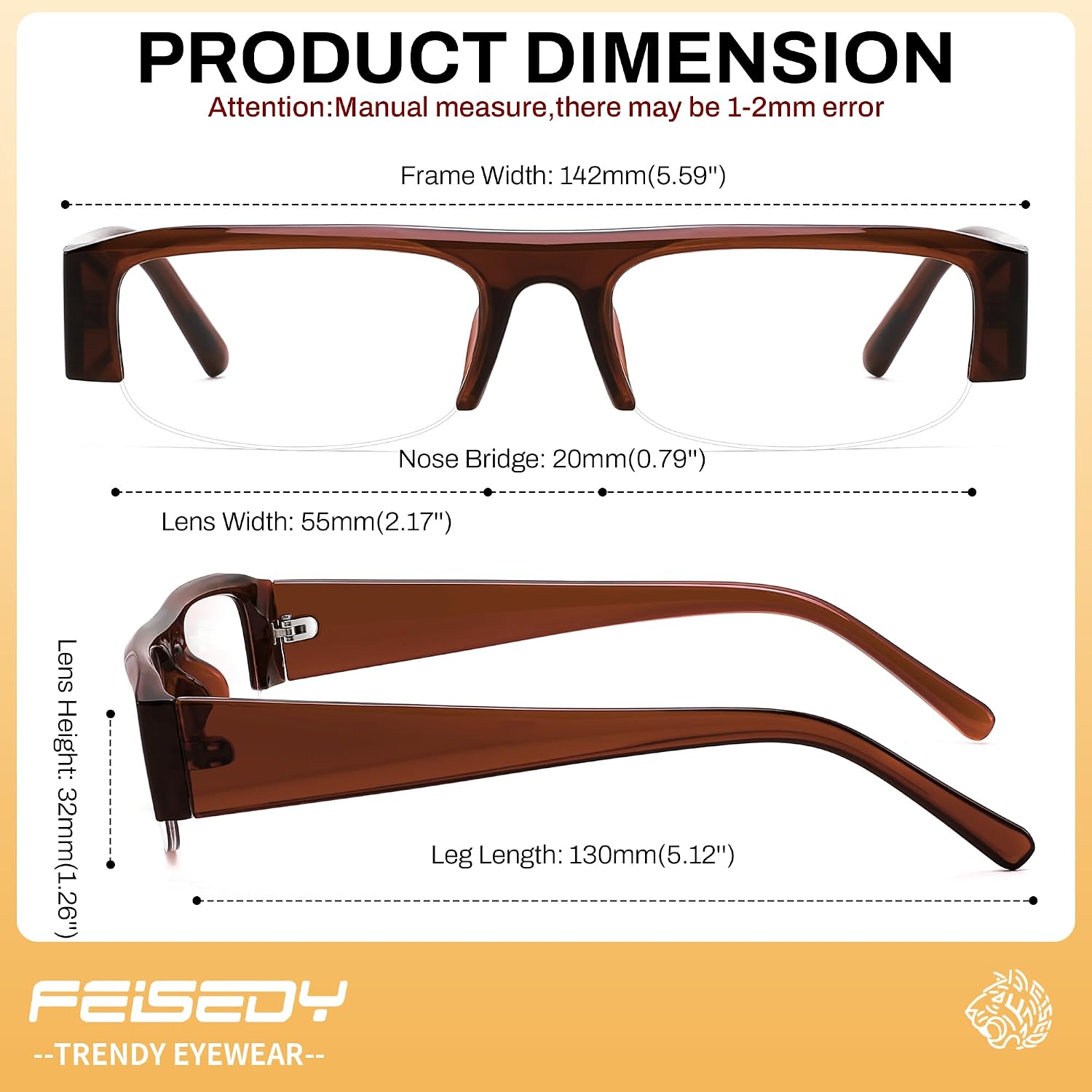 商品图片 24 | B0GY48FJF1 | FEISEDY Chic Semi Rimless Blue Light Glasses for Women B0431