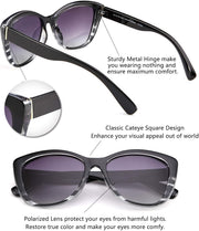 ÉÌƷͼƬ 94 | B07M9V125F | FEISEDY Polarized Vintage Sunglasses American Womens Square Jackie O Cat Eye Sunglasses B2451
