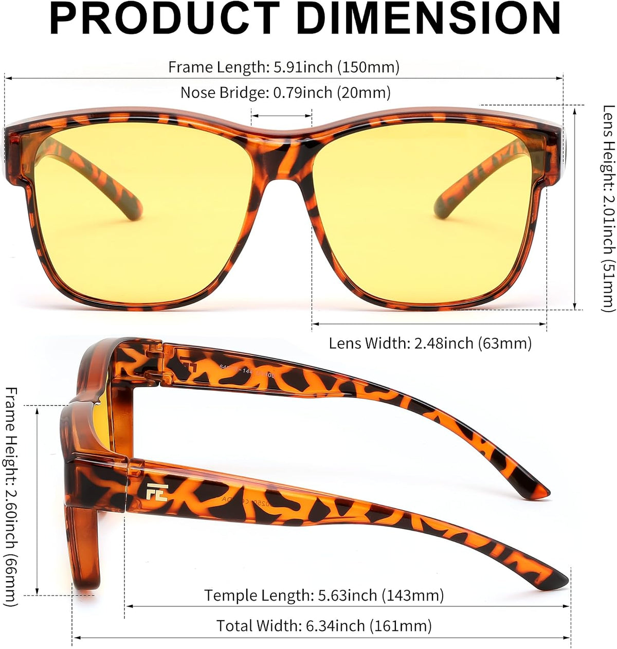 ÉÌƷͼƬ 19 | B0DJS7NVNT | FEISEDY Night Vision Driving Glasses Anti Glare Fit Over Glasses for Men Women Polarized Nighttime B0250