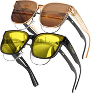 Z2pack (Black Frame & Yellow Lens + Champagne Frame & Tea) / 64 Millimeters | B0FPLRKC4L | FEISEDY Sunglasses That Fit Over Glasses for Women Men UV400 B0269