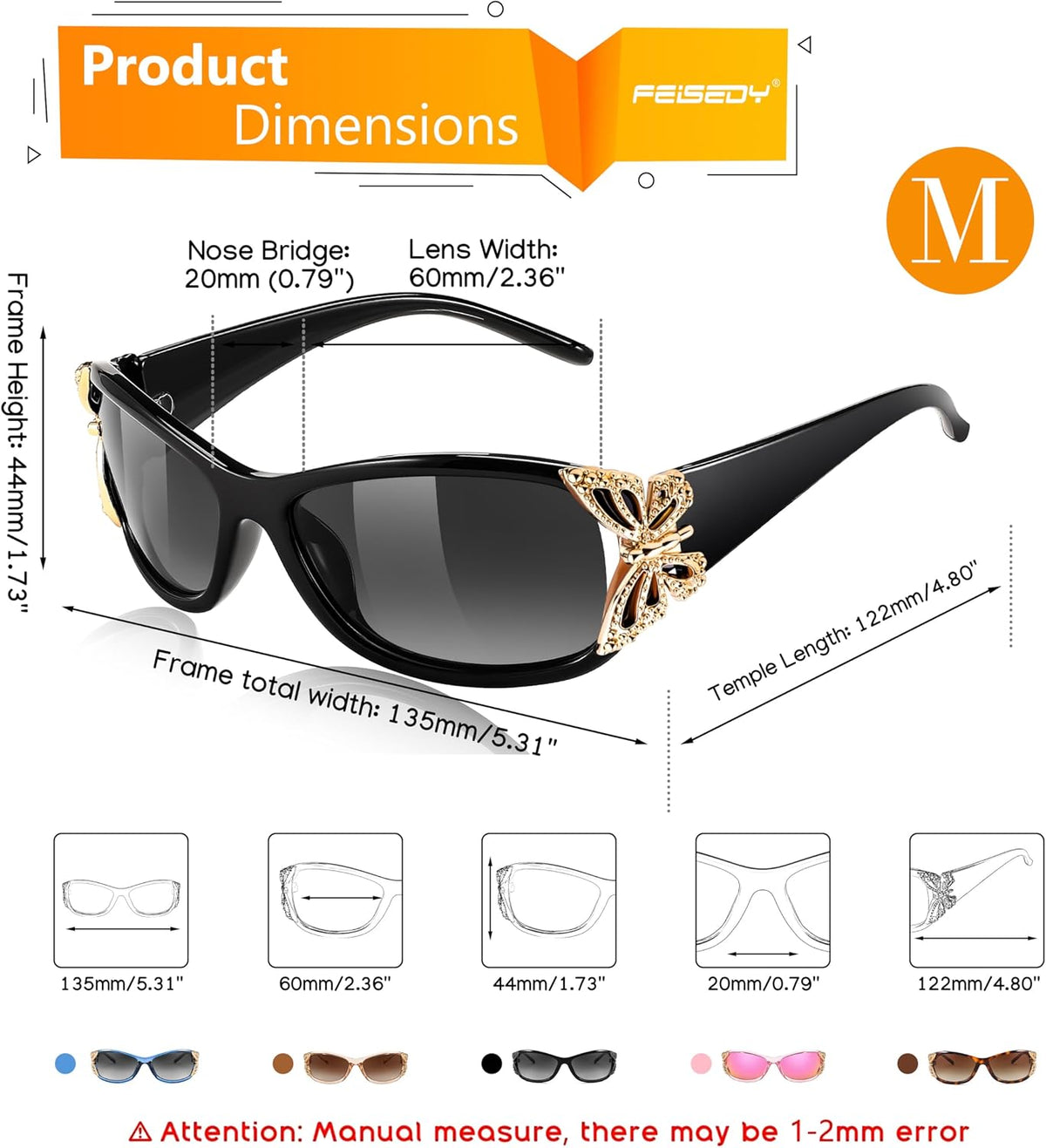 ÉÌƷͼƬ 20 | B0CNRQ7WVZ | FEISEDY Y2K Women Polarized Sunglasses Butterfly Wrap Around UV400 Shades