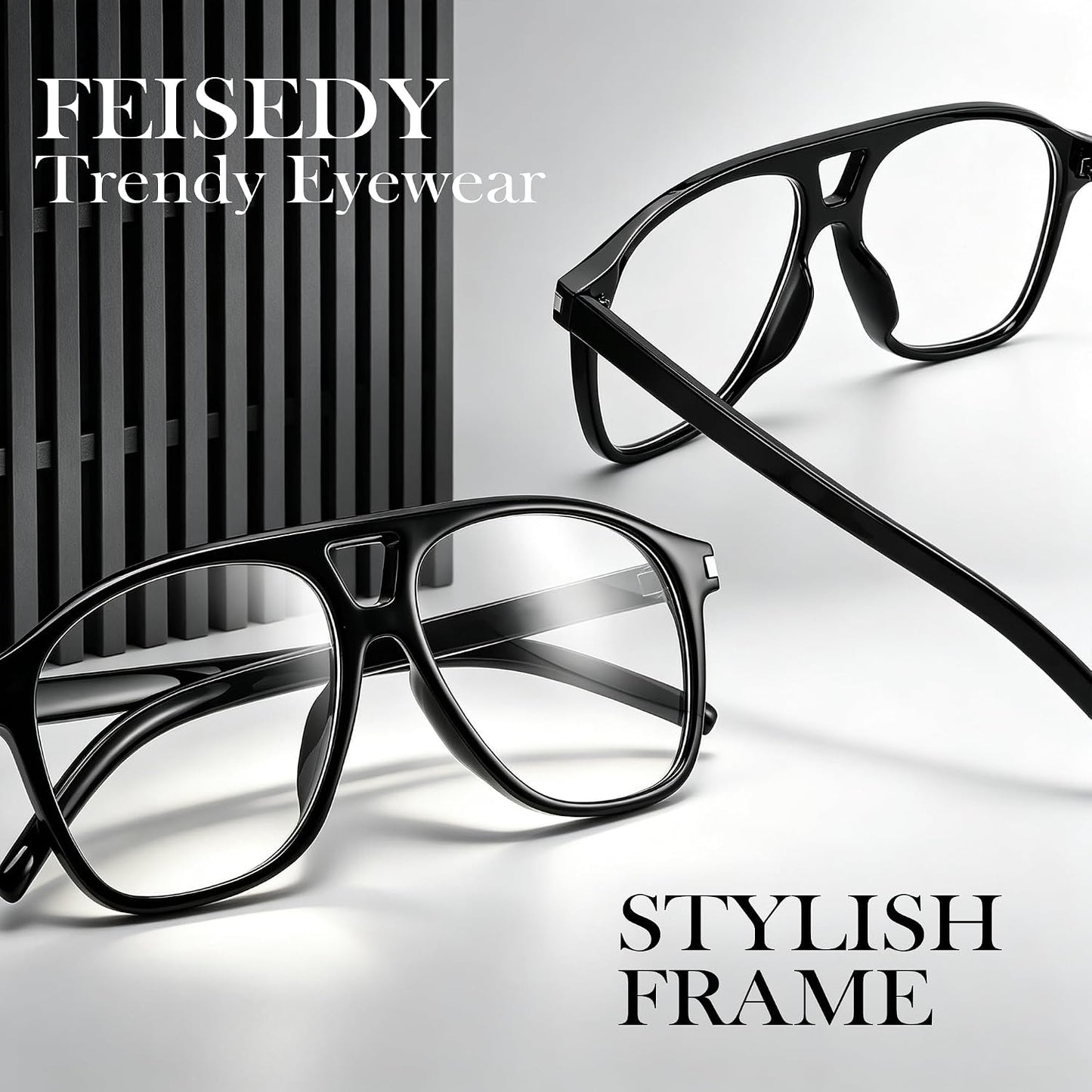 商品图片 3 | B0HCMPWV5X | FEISEDY Oversized Aviator Fashion Glasses for Women Men, Tortoise Trendy Eyeglasses, Retro Eyewear Frame for Daily Wear B0426