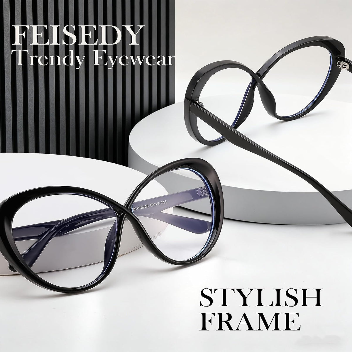 ÉÌƷͼƬ 19 | B0GXZ3356Q | FEISEDY Oversized Cat Eye Blue Light Blocking Glasses for Woman, Retro Cateye Eyeglasses, Stylish Bluelight Glasses B0454